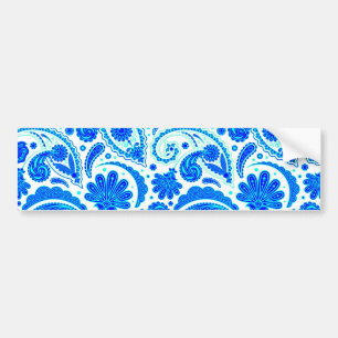 Cute blue aqua paisley patterns bumper sticker