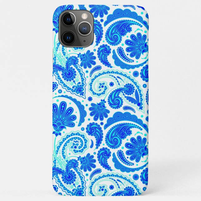 Cute blue aqua paisley patterns Case-Mate iPhone case (Back)