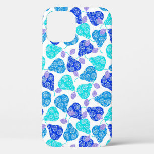 Cute blue aqua pear patterns iPhone 12 case