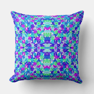 Cute blue aqua violet pinkies pattern cushion