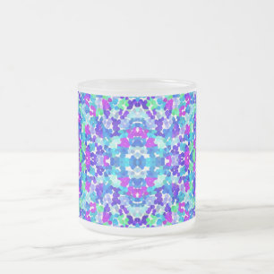 Cute blue aqua violet pinkies pattern frosted glass coffee mug