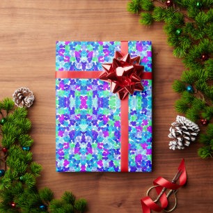 Cute blue aqua violet pinkies pattern luggage hand wrapping paper