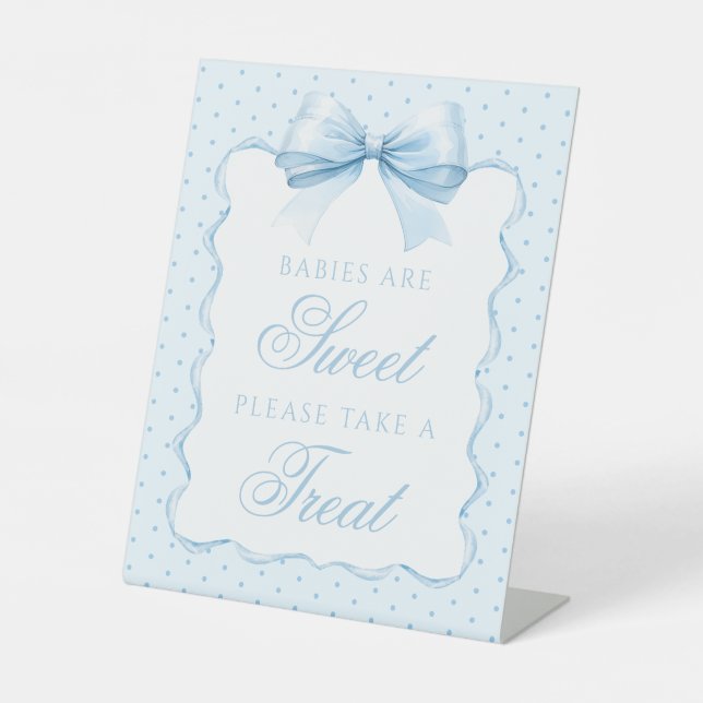 Cute blue babies a sweet baby boy shower  sign (Front)
