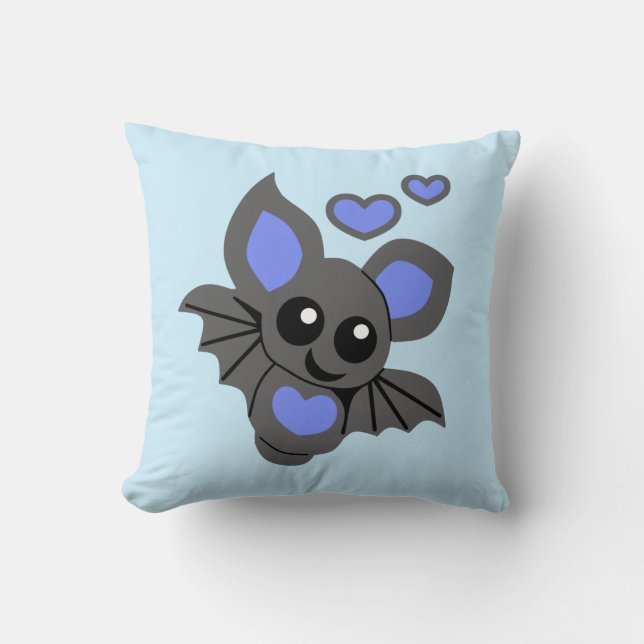 Cute Blue Baby Bat  Cushion (Front)
