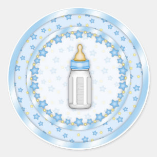 Cute Blue Baby Bottle Baby Shower Seals