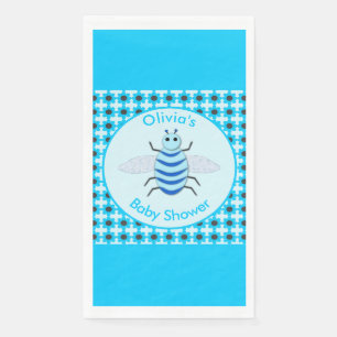 Cute Blue Baby Boy Bee Baby Shower Custom Napkin