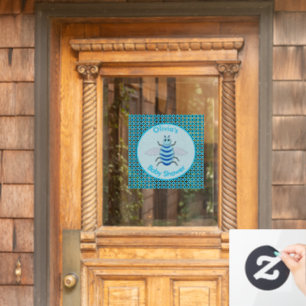 Cute Blue Baby Boy Bee Custom Baby Shower Window Cling