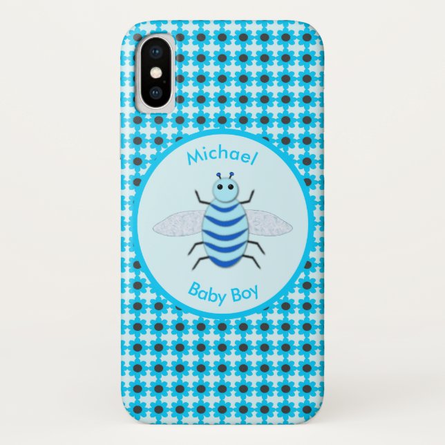 Cute Blue Baby Boy Bee Custom Case-Mate iPhone Case (Back)
