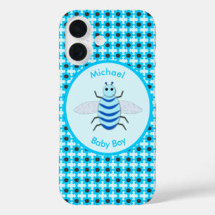 Cute Blue Baby Boy Bee Custom iPhone 16 Case