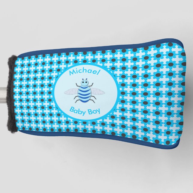 Cute Blue Baby Boy Bee Custom Golf Head Cover (Front)
