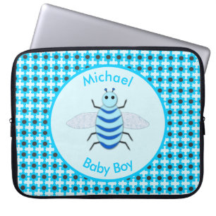 Cute Blue Baby Boy Bee Custom Laptop Sleeve