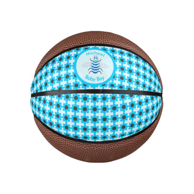 Cute Blue Baby Boy Bee Custom Mini Basketball (Front)