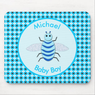 Cute Blue Baby Boy Bee Custom Mouse Mat