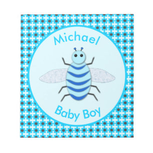 Cute Blue Baby Boy Bee Custom Notepad