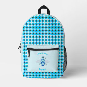 Cute Blue Baby Boy Bee Custom Printed Backpack