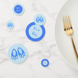 Cute Blue Baby Boy Bunny Feet Easter Baby Shower Confetti