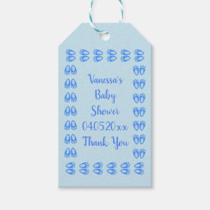 Cute Blue Baby Boy Bunny Feet Easter Baby Shower Gift Tags