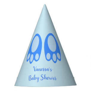 Cute Blue Baby Boy Bunny Feet Easter Baby Shower Party Hat