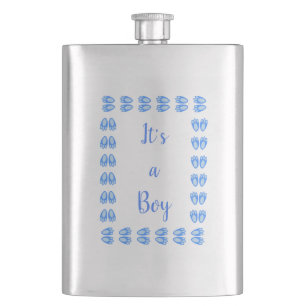 Cute Blue Baby Boy Bunny Feet Easter Custom Custom Hip Flask