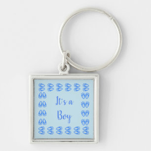 Cute Blue Baby Boy Bunny Feet Easter Custom Key Ring
