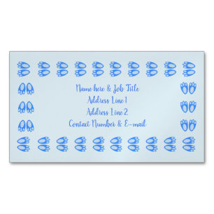 Cute Blue Baby Boy Bunny Feet Easter Custom Magnetic Business Card
