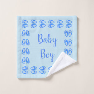 Cute Blue Baby Boy Bunny Feet Easter Custom Wash Cloth
