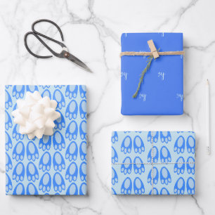 Cute Blue Baby Boy Bunny Feet Easter New Baby Wrapping Paper Sheet
