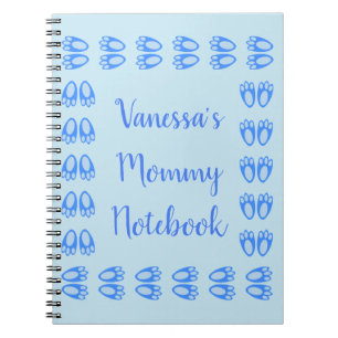 Cute Blue Baby Boy Bunny Feet Easter New Mom Notebook