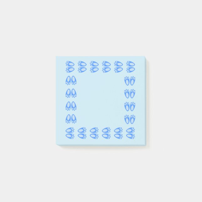 Cute Blue Baby Boy Bunny Feet Easter Post-it Notes (Front)