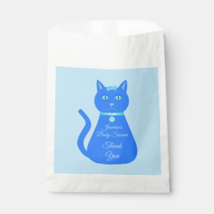 Cute Blue Baby Boy Cat Custom Baby Shower Favour Bags
