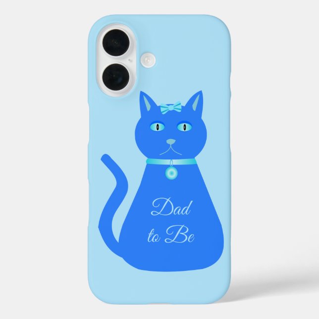 Cute Blue Baby Boy Cat Custom Dad to Be Case-Mate iPhone Case (Back)