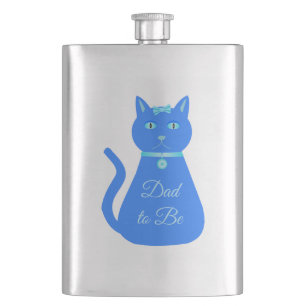 Cute Blue Baby Boy Cat Custom Dad to Be Hip Flask