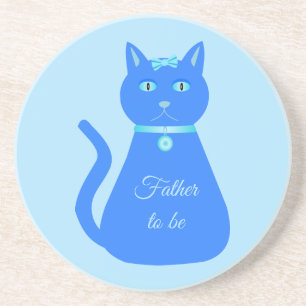 Cute Blue Baby Boy Cat Custom Father to Be Coaster