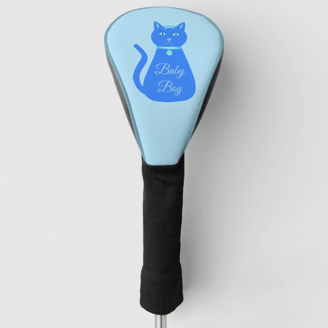 Cute Blue Baby Boy Cat Custom Golf Head Cover (Front)