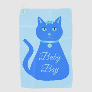 Cute Blue Baby Boy Cat Custom Golf Towel