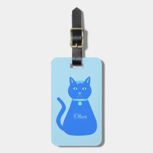 Cute Blue Baby Boy Cat Custom Luggage Tag