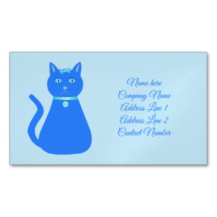 Cute Blue Baby Boy Cat Custom Magnetic Business Card