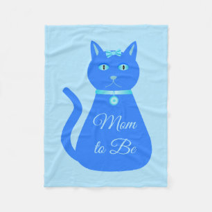 Cute Blue Baby Boy Cat Custom Mom to Be Fleece Blanket