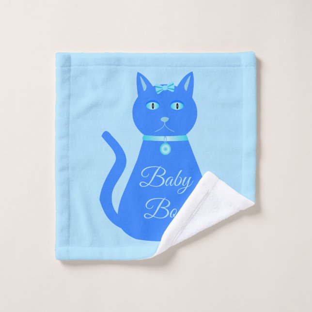 Cute Blue Baby Boy Cat Custom Wash Cloth (Wash Cloth)