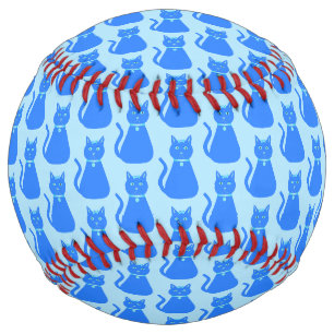 Cute Blue Baby Boy Cat Patterned Softball