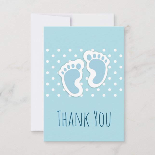 Cute Blue Baby Boy Feet Thank You (Front)