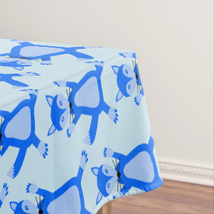 Cute Blue Baby Boy Fox Baby Shower Patterned Tablecloth