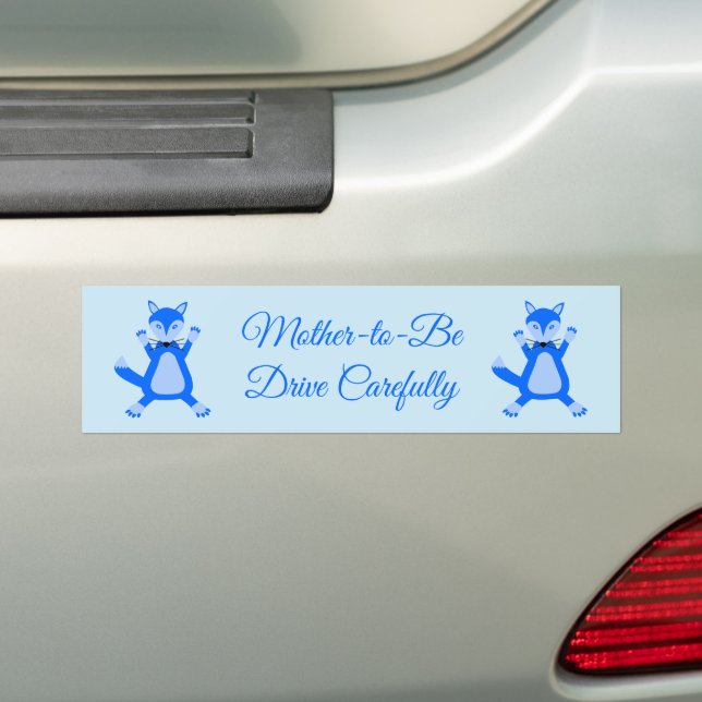 Cute Blue Baby Boy Fox Custom Bumper Sticker (On Car)