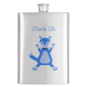 Cute Blue Baby Boy Fox Custom Dad to Be Hip Flask