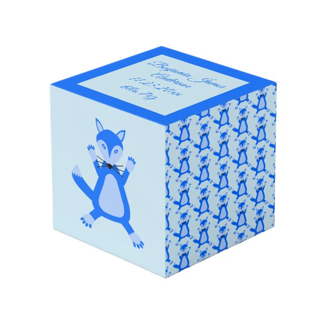 Cute Blue Baby Boy Fox Custom Photo upload Cube (Front Angled)