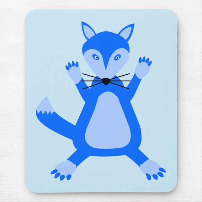 Cute Blue Baby Boy Fox Mouse Mat (Front)