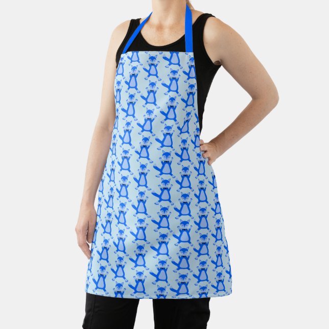 Cute Blue Baby Boy Fox Patterned Apron (Insitu)