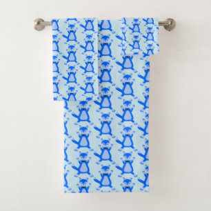 Cute Blue Baby Boy Fox Patterned Bath Towel Set