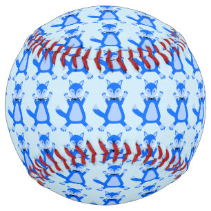 Cute Blue Baby Boy Fox Patterned Softball