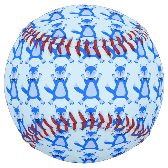 Cute Blue Baby Boy Fox Patterned Softball (Front)
